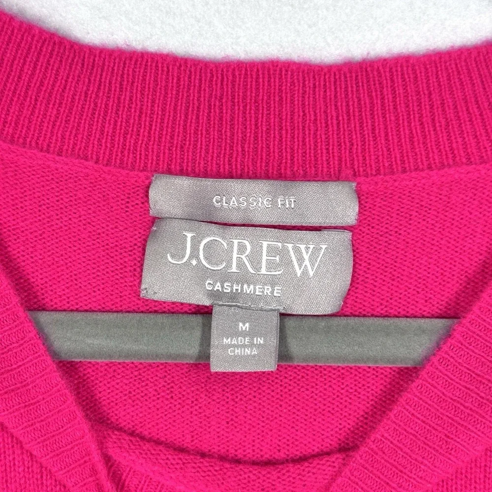 J‎ Crew Cashmere Sweater Womens Medium Classic Fit Crewneck Preppy Pink BA400